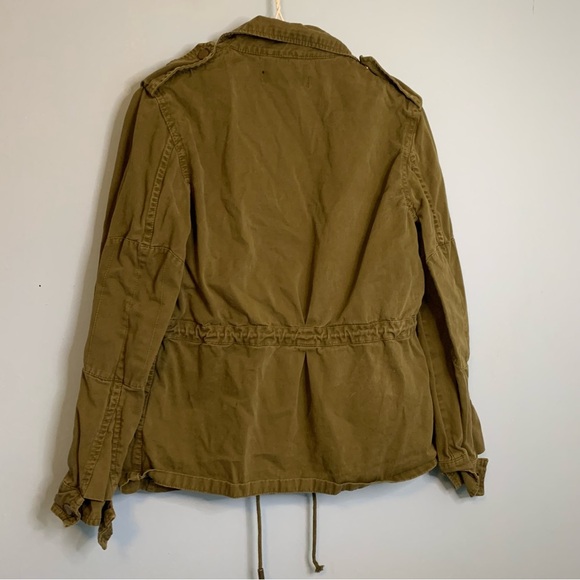 Forever 21 olive green military fatigue style jacket with cargo pockets Sz S - Picture 3 of 11